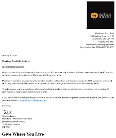 Markham Food Bank | Markham Stouffville Cruisers